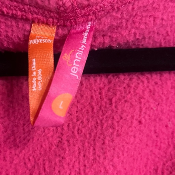 Jenni Pink Fuzzy Sherpa Vneck Pullover Hoodie Sweater Size Large - Picture 3 of 3